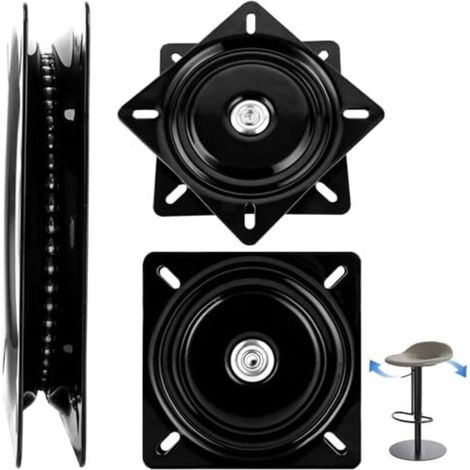 Robuster, um 360° drehbarer Kugelgelenkbolzen, Tragkraft bis zu 200 kg. 175 mm (7 Zoll) Drehteller aus schwarzem Edelstahl, ideal für Stühle und Hocker.