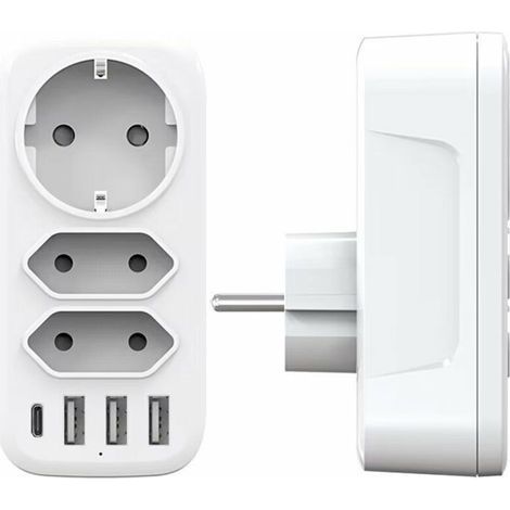 AC outlets and 3 USB 3A wall power strip – 6-in-1 4000W charger – Smart charging system – Compatible with all USB devices (1/5)