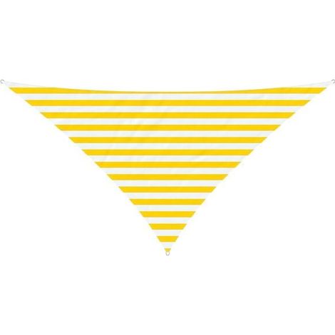 Voile d'ombrage à rayures jaunes et blanches, 2,5 x 2,5 x 3,5 mètres (1/5)