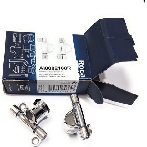 Roca – Charnières détachables pour abattant WC – Accessoire de fixation – Largeur ajustable – Pour bois dur et teck