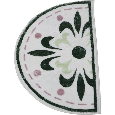 Green Half-Circle Bathroom Mat, Non-Slip Polyester, Absorbent and Suitable for Toilet Entrances, Safe and Aesthetically Friendly (1/5)