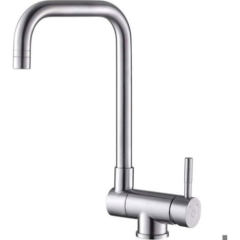 Klappbare Küchenarmatur – zwei Strahlarten: Normal und Brause – 180° klappbar – 360° drehbar – Edelstahl matt (1/3)