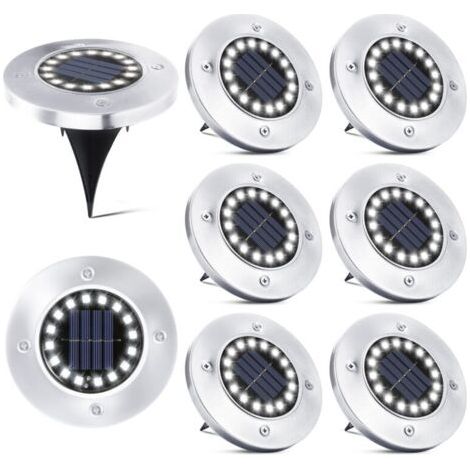 16 LED Lampe Solaire Extérieur-8 Pièces Spot Solaire Jardin Etanche Lampadaire pour Passerelle Chemin Terrasse Cour Souterraine Encastrer Pelouse NPTERBL