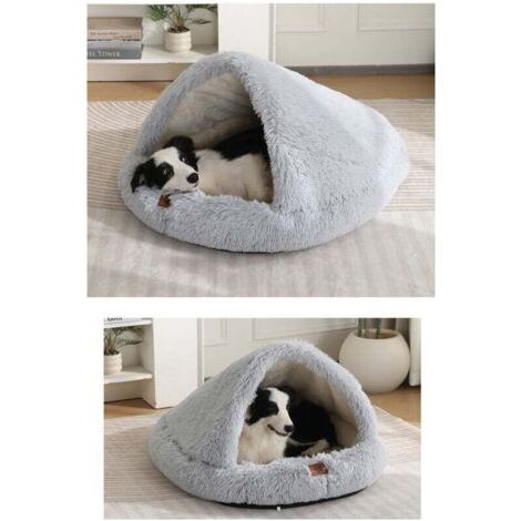 Lit pour chien 2 en 1, lit confortable pour chien avec couverture, taille L (105x85 cm), imperméable, housse auto-chauffante, marron. (1/3)