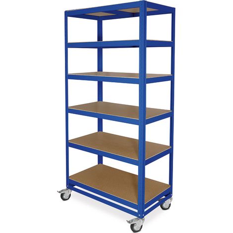 BRB Chariot de Palette/Chariot de Préparation avec 6 Niveaux, Capacité de Charge 200 kg, LxPxH 900x500x1920 mm, bleu, RAL 5010