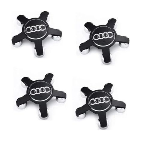 Jeu de 4 caches-moyeux Roue Emblème, pour enjoliveurs de 135 mm pour Audi (Noir) (1/4)