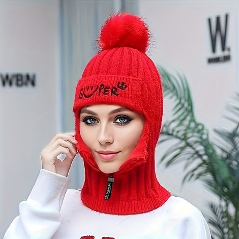 Cache-cou chaud, cagoule, demi-cache-visage pour le ski et le vélo, bonnet chaud pour sports d'hiver pour femmes et filles (1/5)