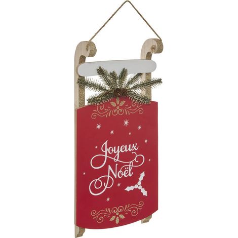 Luge joyeux Noël rouge à suspendre H. 44 cm - Feeric lights & christmas
