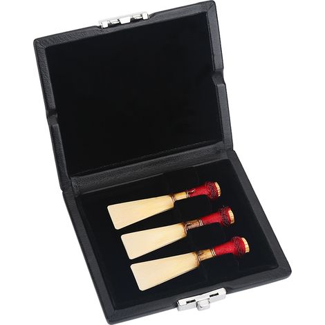 Étui rigide en simili cuir noir pour anches de basson, boîte de rangement à fentes pour 3 anchettes (1/5)