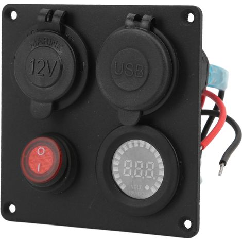 Panneau 1 Interrupteur Multifonction avec Double Port USB QC3.0, Voltmètre et Allume-Cigare 12V/24V pour Camping-Cars, Bus et Bateaux (1/5)