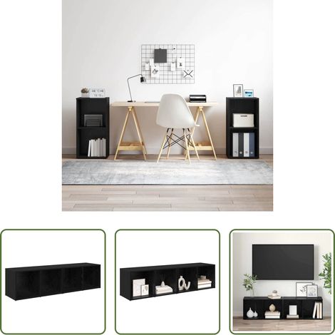 Meuble TV avec rangements - Ensemble meuble TV 2 pcs Chêne noir 37 x 35 x 72 cm (1/5)