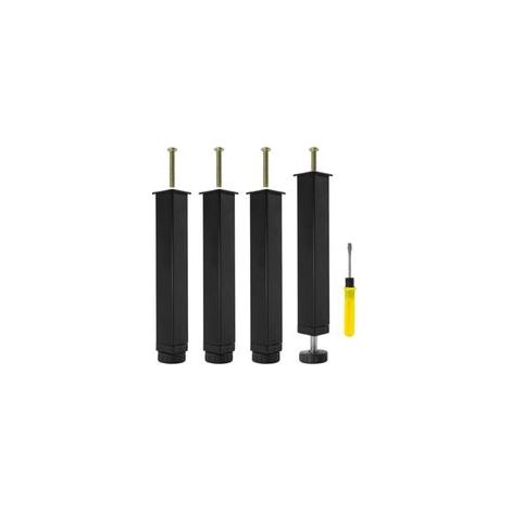Lot de 4 Pieds pour Sommier à Lattes Métal Pied de Lit à Visser,Hauteur réglable de 0-20 mm,Pied pour Sommier Liaison Pied de Support de Lit Pieds de Meubles sans Perçage (25 cm)