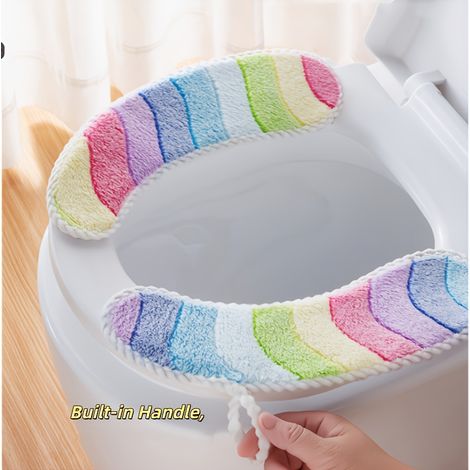 Copriwater in pile di corallo arcobaleno, fissaggio a quattro punti, bordo bianco, maniglia per il trasporto, modello universale. (1/4)
