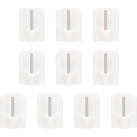 10 Pcs Blanc Crochet Rideau - Crochets Auto-adhésifs en Plastique Crochets Autocollant sans Percage Crochets Tringle Rideau pour Salle de Bain, Chambre à Coucher, Cuisine (1/5)