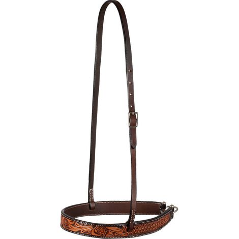 taglia unica, Marrone: Noseband per cavalli in cuoio con decorazione floreale (1/5)