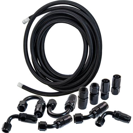 An6 6-AN Acero Inoxidable Trenzado Oil/fuel Manguera Línea final Adaptador Kit (1/5)