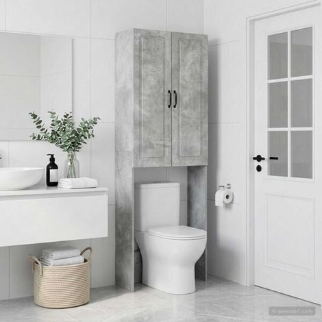 Meuble de Salle de Bain Utrecht, Couleur Béton Gris, 66 x 25,5 x 190 cm (1/5)