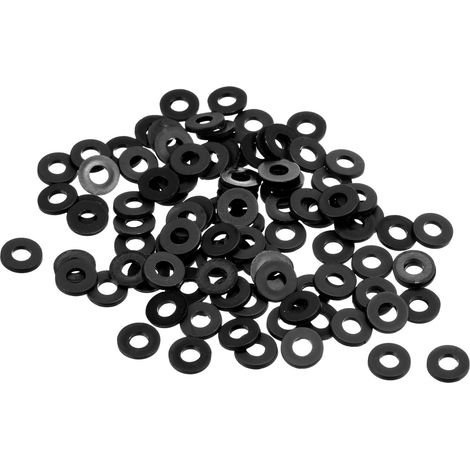 M3 Nylon Plat Rondelle, 100 Paquet 3mm ID 7mm OD Étanchéité Espaceur Joint Anneau pour Robinet Tuyau Eau Tuyau Fixation Boulon, Noir (1/5)