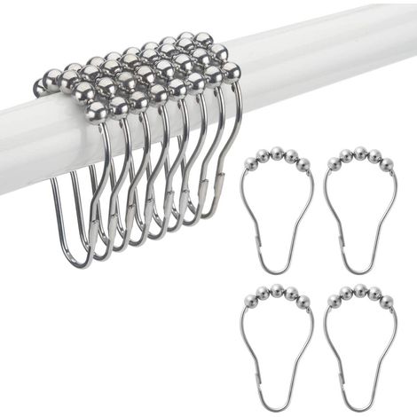 Anneaux de fixation pour rideau de douche, anneaux métalliques antirouille pour tringles et rideaux de douche - Lot de 12 (1/5)