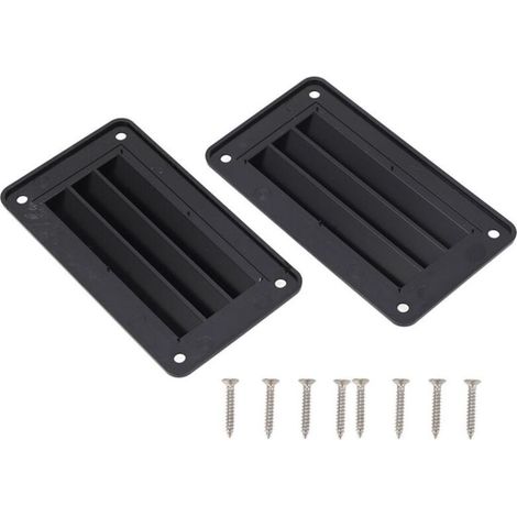 Lot de 2 grilles d'aération professionnelles pour camping-car, salle de bain, bureau, bateau, yacht, maison (noir) (1/5)