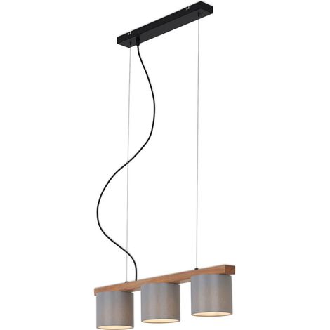 Pendelleuchte Höhenverstellbar E14 25 W grau Metall-Holz-Stoff Briloner (1/5)