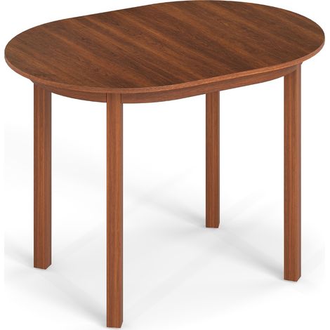 Tavolo da cucina ovale con gambe in legno di caucciù per soggiorno, Tavolo da pranzo in legno per 2-4 persone Noce (1/4)