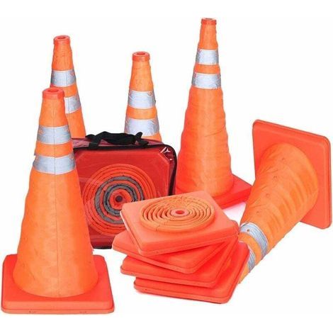 Lot de 5 cônes de signalisation pliables de 45,7 cm pour parking de route (1/4)