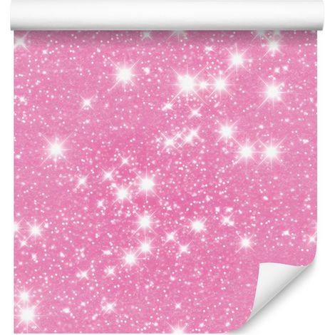 Papier peint rose poudré à paillettes, finitions soignées pour salon et chambre, 50 x 1000 cm (1/5)