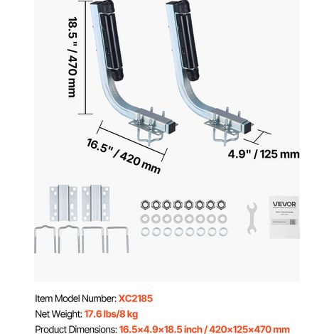 VEVOR Boat Trailer Guides, 470 mm/520 mm Height Adjustable Trailers Guide, 2PCS Thickened High-Duty Steel Trailer Guide-Ons with Smooth Roller Guidance, for V-Hull Boats, Small to Mid-Size Boats (1/4)