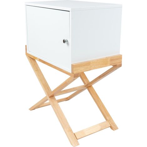 Mobiletto Valerie in Legno e MDF Bianco e Naturale (1/3)