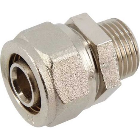 Manchon droit à compression mâle 20/27 pour tube multicouche Ø 20 mm nickelé - NICOLL