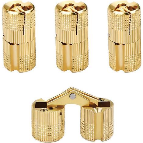 Charnières cylindriques en laiton de 12 mm, invisibles, pour meubles, angle d'ouverture de 180 degrés, 4 pièces (1/5)