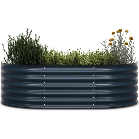 Blumfeldt High Grow Extended - Aiuola rialzata da 150 x 43 x 60 cm, in lamiera d'acciaio ondulata, facile da montare, resistente alla ruggine e al gelo
