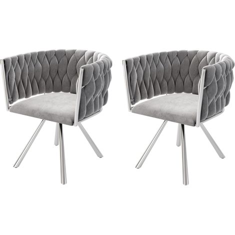 Silla de comedor giratoria de terciopelo gris, 2 unidades, con patas de metal (1/5)