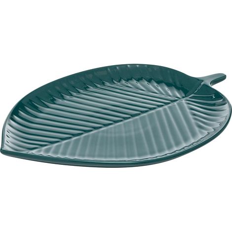 Centre de Table Feuille "Yucatan" 34cm Bleu Canard (1/2)