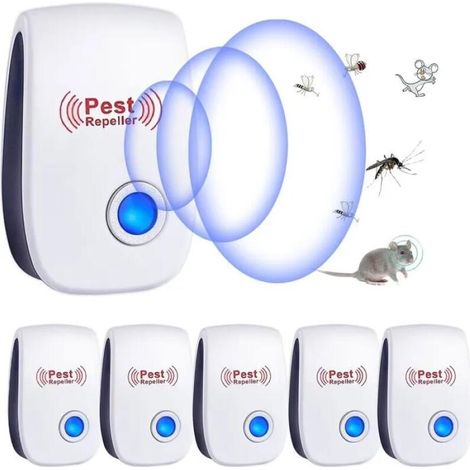 Ultrason Anti Moustique, 6 Pack Ultrason Souris et Rats Insectes Répulsif Électronique,Répulsif Ultrason Anti-Rongeurs Insectes (1/4)
