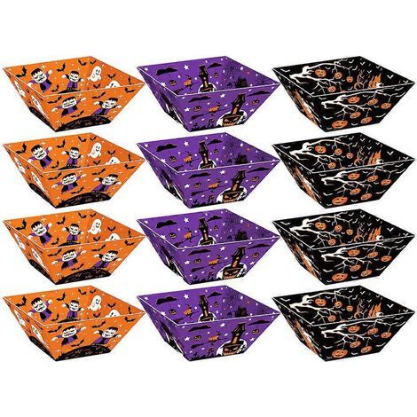 12 boîtes à goûter d'Halloween, boîtes à desserts, boîtes à popcorn et chocolats-18.5x10.1cm (1/4)
