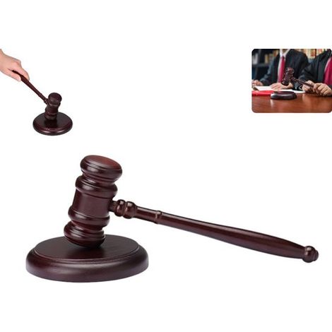 Lot de 2 pièces - Marteau en bois massif - Marteau de juge - Marteau de commissaire-priseur - Marteau de massage - Marteau pour le premier anniversaire d'un enfant - Marteau de tribunal (1/5)