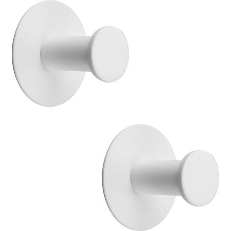Klebehaken zum Anbringen ohne Bohren, Edelstahl-Wandhaken, Handtuchhaken für Schlafzimmer, Küche, Flur, 2 Stück, Weiß (1/5)