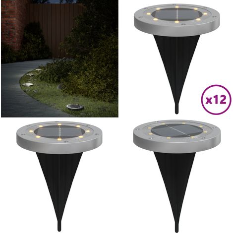 Solar-Bodenleuchten mit Erdspieß 12 Stk. Warmweiß - Solarlaterne - Gartenbeleuchtung - Außenscheinwerfer - LED-Strahler - Solarbetriebene Beleuchtung - Home & Living (1/5)