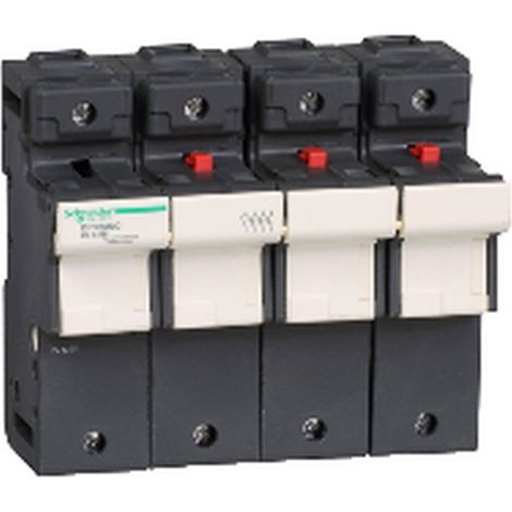 Portafusible TEYS 125A 3P+N 690V AC 22x58mm para montaje en carril DIN