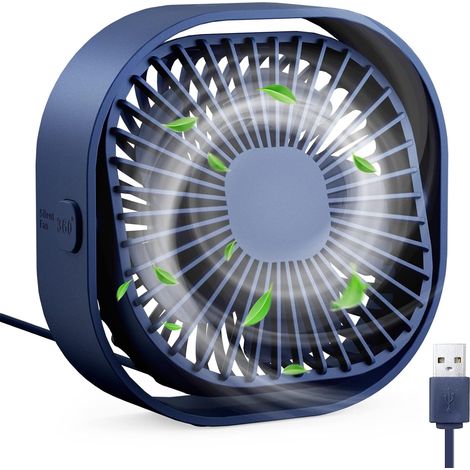 Petit ventilateur de bureau USB, ventilateur de table portable à 3 vitesses, mini ventilateur personnel de 10 cm, petit ventilateur de refroidissement avec prise USB, ventilateur de bureau rotatif à 3 (1/5)