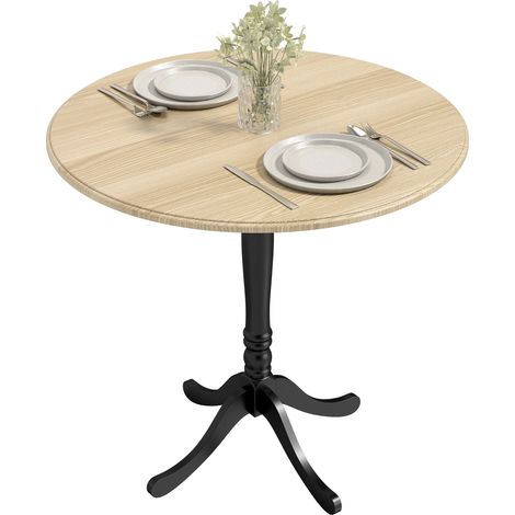 Runder Esstisch für 4 Personen, Ø 80 cm, Küchentisch, Stahlgestell, moderner Stil, Naturholz und Schwarz