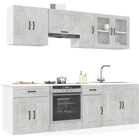 Mueble cocina Kalmar gris hormigón 8 pzas madera contrachapada vidaXL (1/5)