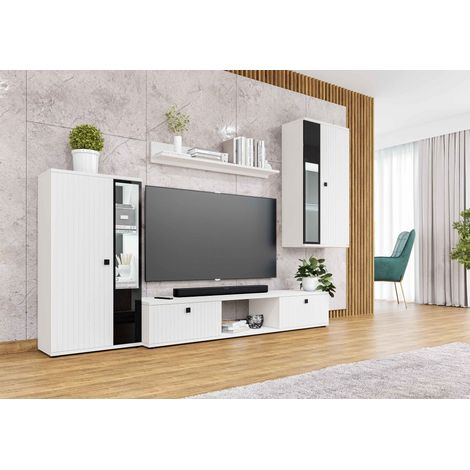 FURNIX Ensemble de Meubles de Salon/Ensemble de Meubles SARAI 4 parties sans LED 240 x 180 x 40,2 cm blanc