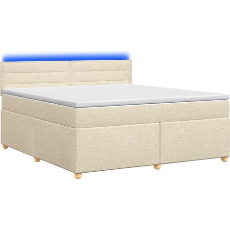 Lit boxspring avec matelas Crème 180 x 200 cm Tissu vidaXL (1/5)