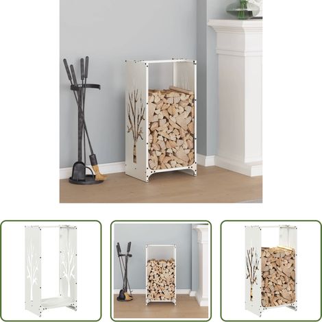 Bois de chauffage - Portant de bois chauffage blanc 40x30x80 cm (1/5)