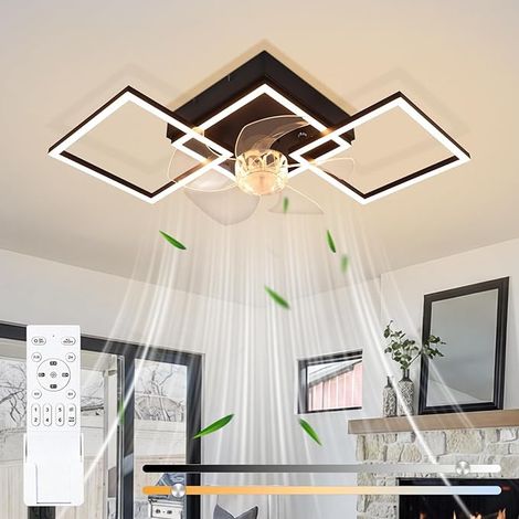 GBLY Plafone LED con Ventilatore 68cm 6 Velocità Luce Dimmerabile Timer Salone Sala Pranzo