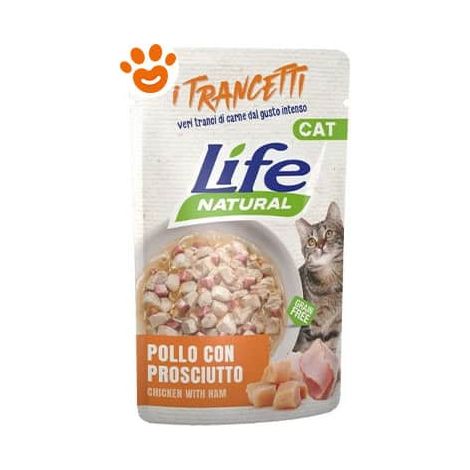 Life Cat Natural Trancetti di Pollo con Prosciutto - Bustina 55 Gr -