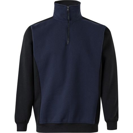 Sudadera bicolor con media cremallera de cuello alto VELILLA V105703 S Azul navy / Negro